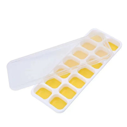 14 Grid Silicone Ice Cube Tray with Non-Spill Lid Stackable Ice Cube Mold Ice Cube Maker Square Ice Cube Tray Ice Blocks Maker