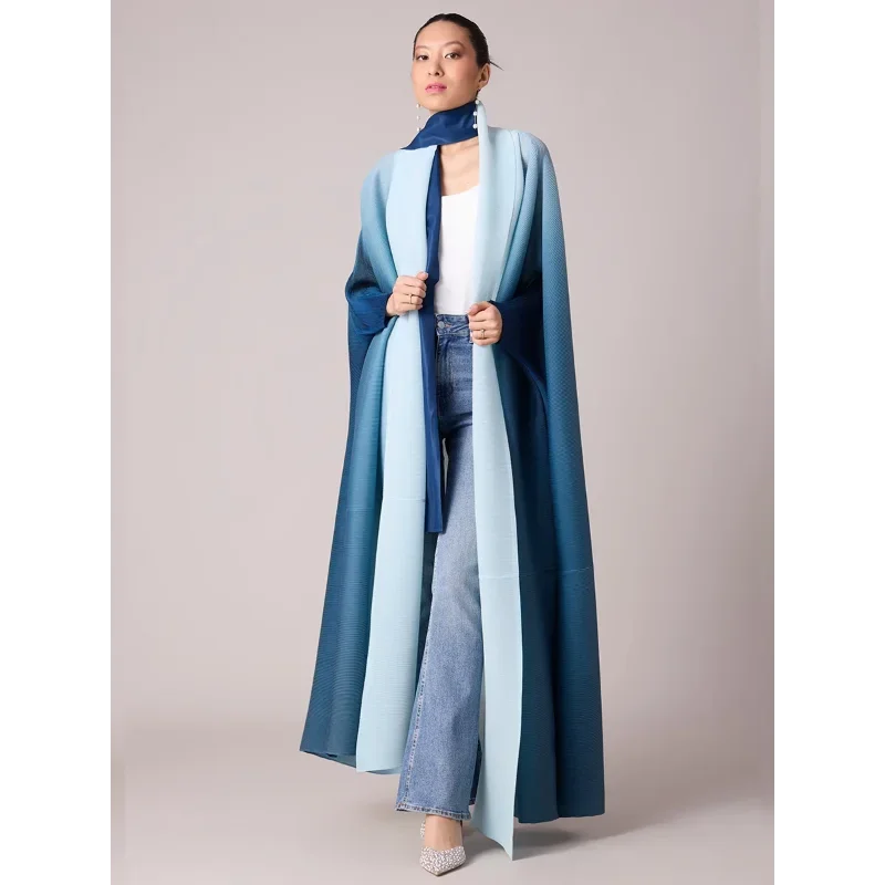Abaya Women's Plus Size Robe Modest Formal Islamic Dress Miyake Pleated Large Stretch Cardigan for Eid Traditional Festivals