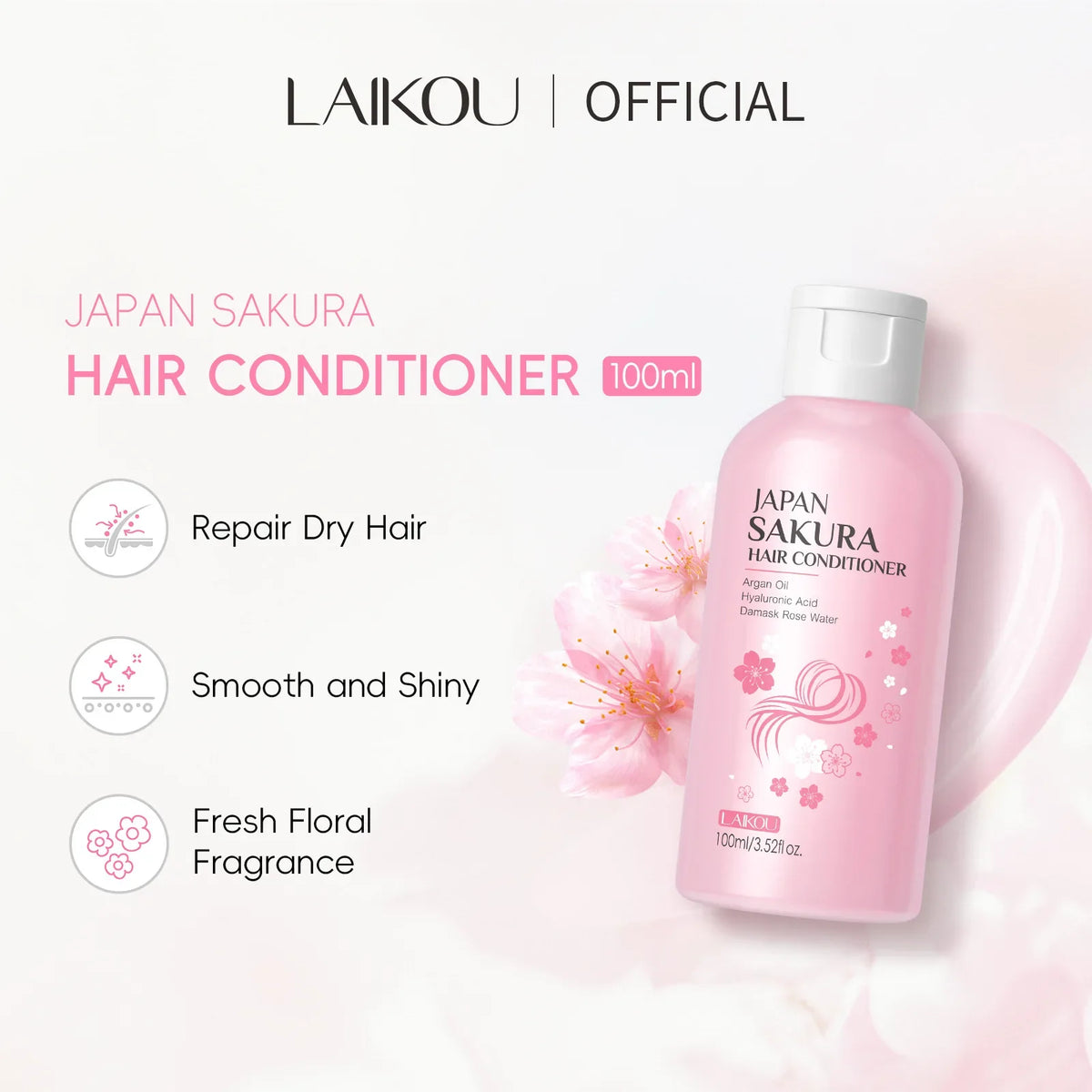 LAIKOU Sakura Shampoo & Hair Conditioner Deep Cleansing Oil Control Anti Dandruff Moisturizing Nourishing Repair Damaged Hair