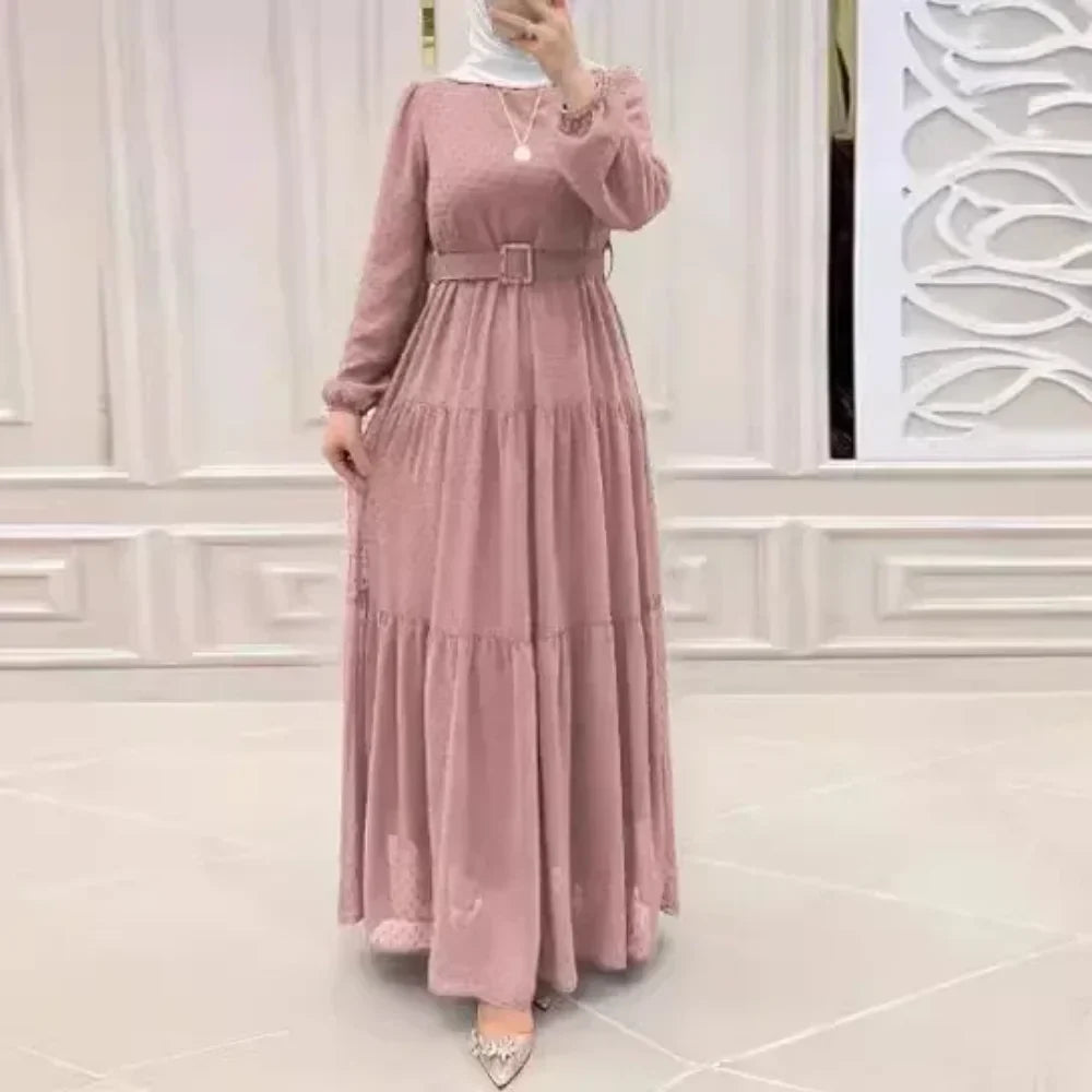 Long Dress Muslim Fashion Women Abaya Sashes Dresses Jalabiya Eid Ramadan Morocco Dubai Saudi Kaftan Islam Vestidos Arab Abayas