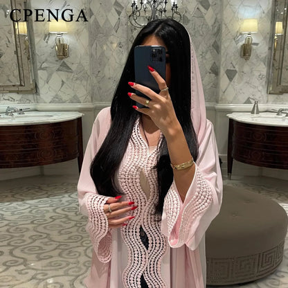 Ramadan Arabic Muslim Women Plain Cardigan Elegant Dubai Modest Abaya Dress Islamic Party Jalabiya Turkey Moroccan Kaftan Robe