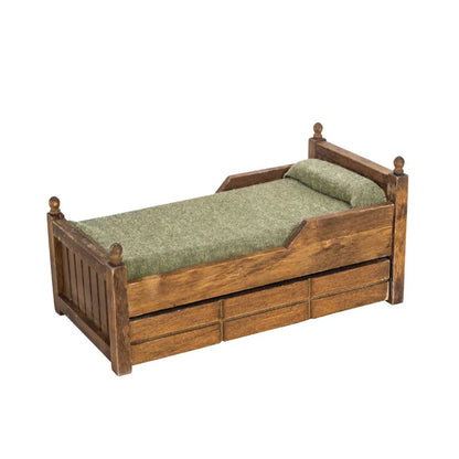 1:12 Dollhouse Wooden Drawer Single Bed Miniature Mini Furniture Modern Log Colour Bedroom Scene Decoration Home Decor Figurines