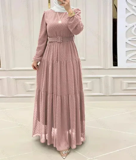 Long Dress Muslim Fashion Women Abaya Sashes Dresses Jalabiya Eid Ramadan Morocco Dubai Saudi Kaftan Islam Vestidos Arab Abayas