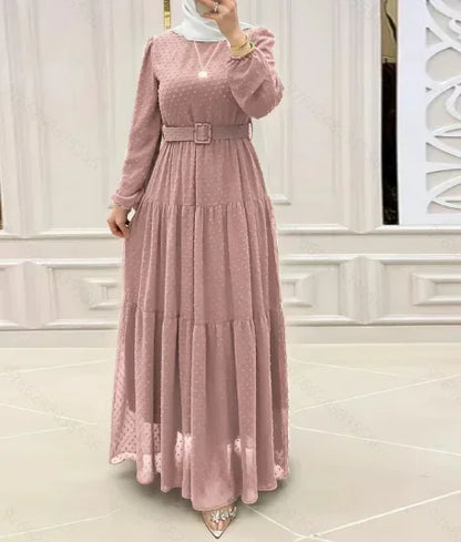 Long Dress Muslim Fashion Women Abaya Sashes Dresses Jalabiya Eid Ramadan Morocco Dubai Saudi Kaftan Islam Vestidos Arab Abayas