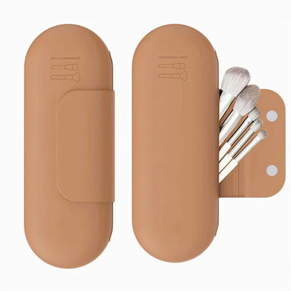Silicone Makeup Brush Holder Travel Cosmetic Bag Case Soft Portable Cosmetic Face Brushes Holder with Magnetic Closure