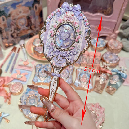Flower Know Bunny Garden Collection Hand Mirror Portable Handheld Makeup Mirror Cute Mirror Soft Girl Style Princess Makeup Tool