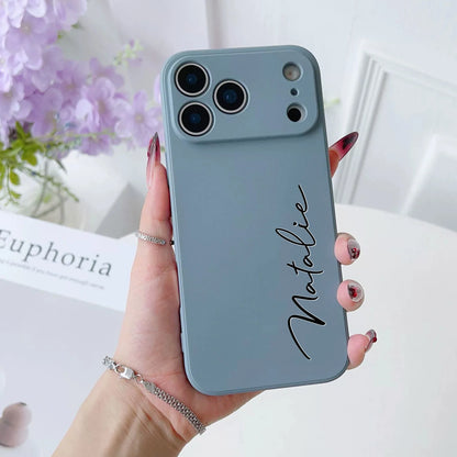 Personalized Custom Letters Name Colorful Soft Liquid Silica Gel Phone Case For iPhone 11 12 13 14 15 16 17 Pro Max 17Air Plus
