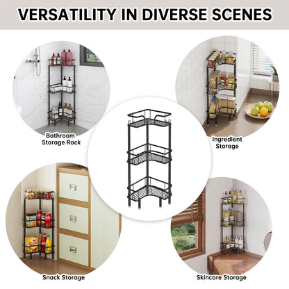 1Pc Bathroom Corner Floor-Standing Storage Rack Multi-Layer Bathroom Toilet Shower Shelf for Shower Gel and Shampoo Triangular Metal Shelf Standing Shower Caddy Corner Stand Shower Rack Corner