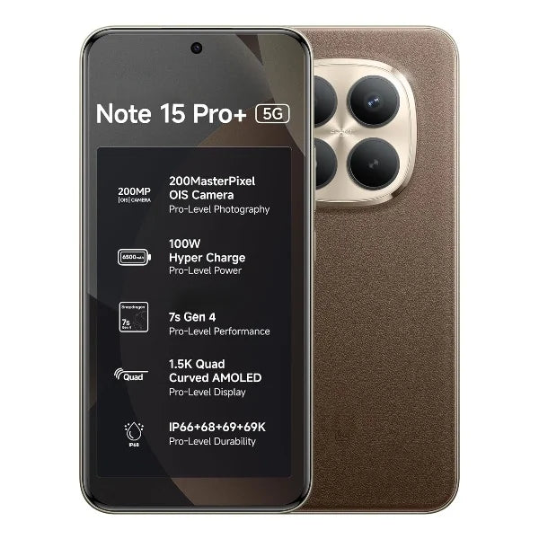 Smart Phone Note 15 Pro+ 5G (Coffee Mocha 12GB + 512GB) Android 15 108MP OIS 144Hz 100W Quick Charge 2K Crystal-Res AMOLED