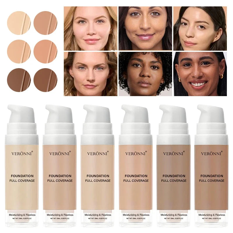 Full Coverage Foundation Bottles - Buildable Full Coverage Liquid Makeup for Custom Skin Tone Mixing & Daily Wear, Oil Control