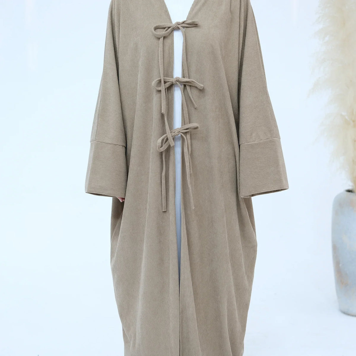 2024 Arabic Women  Corduroy Abaya Dress Ramadan Eid Dubai Modest Cardigan Islamic Party Robe Fashion Turkey Winter Solid Coat