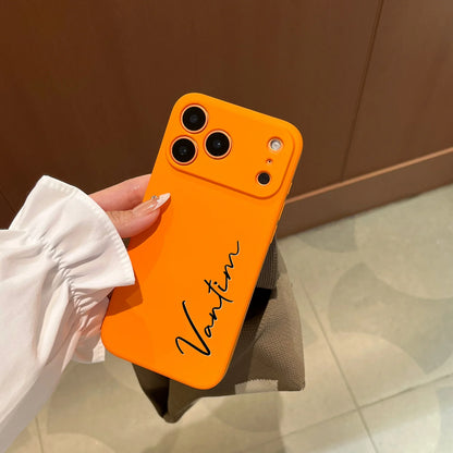 Personalized Custom Letters Name Colorful Soft Liquid Silica Gel Phone Case For iPhone 11 12 13 14 15 16 17 Pro Max 17Air Plus