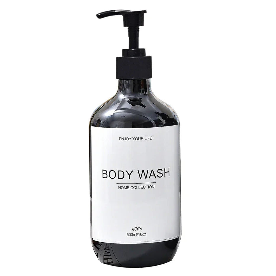 500ml Shampoo Body Wash Conditioner Dispenser Bottle Bathroom Waterproof Pre-Labeled Refillable Shampoo Bottle Soap Container