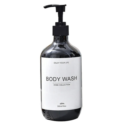 500ml Shampoo Body Wash Conditioner Dispenser Bottle Bathroom Waterproof Pre-Labeled Refillable Shampoo Bottle Soap Container