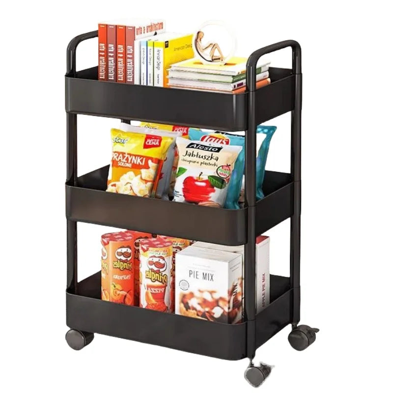 3 Tier Storage Rack Plastic Multi-Functional Small Cart Household Movable Storage Trolley Kitchen Accessories Home Organizer