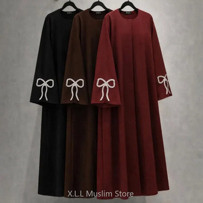 Abaya Woman Dubai Women's Traditional Dresses And Abayas Holiday Dress Luxury Kaftan Kebaya Turkey Bow Beaded Sleeve Dress Robe