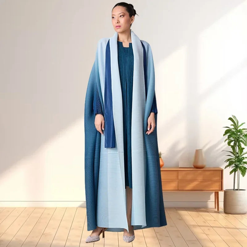 Abaya Women's Plus Size Robe Modest Formal Islamic Dress Miyake Pleated Large Stretch Cardigan for Eid Traditional Festivals