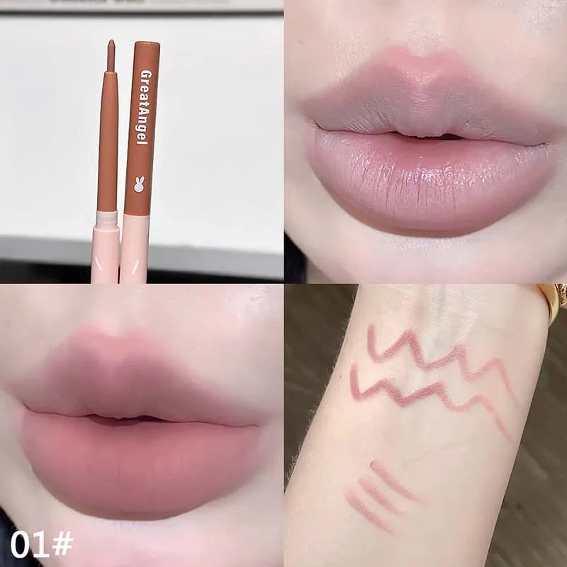 Korean Lip Liner Waterproof Matte Lip Liner Pencil Non-stick Cup Smooth Lip Contour Pen Nude Pink Brown Lip Makeup For Women