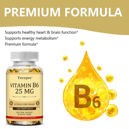 Vitamin B6 - Improves Metabolism, Skin Health, Antioxidant, for Cardiovascular, Neurological, Immune and Eye Health