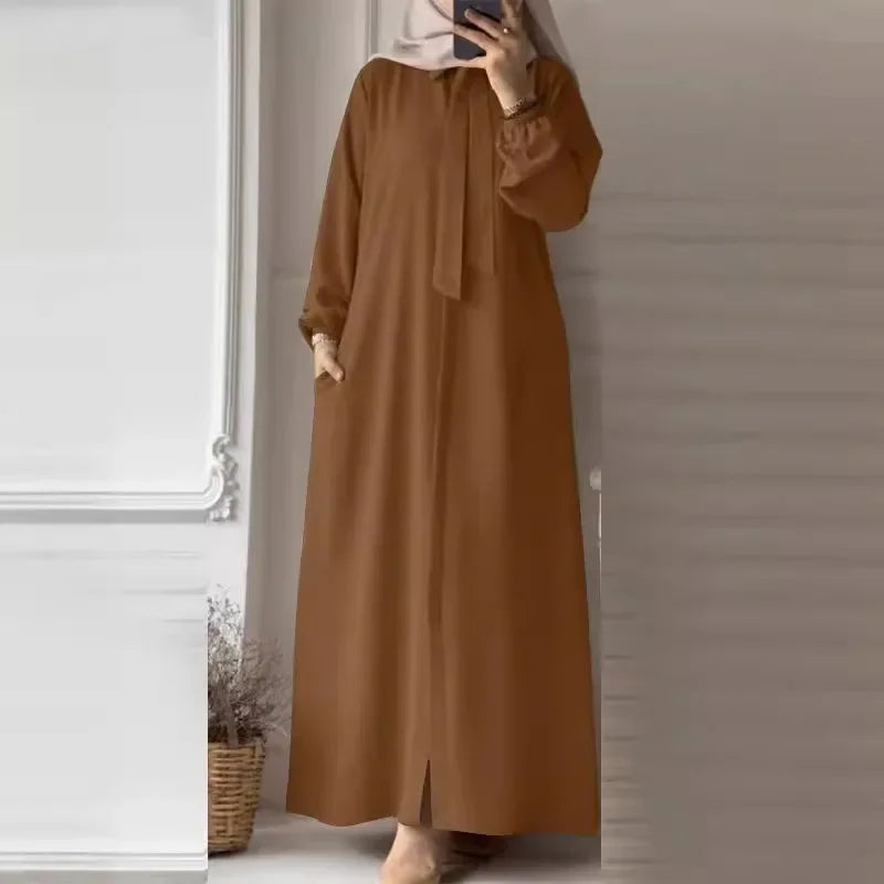 Dubai Full Length Robe Fashion Turn Down Collar Abaya Long Sleeve Muslim Dress Turkey Muslim Shirtdress Clothes for Muslim Women