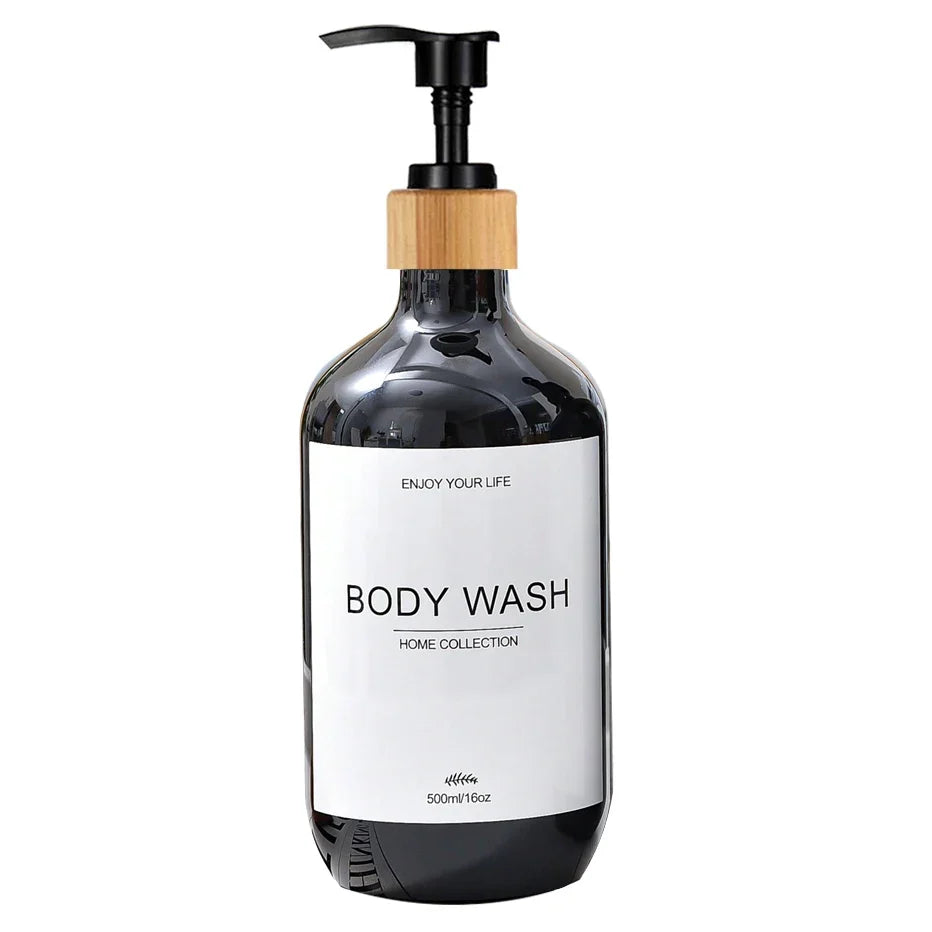 500ml Shampoo Body Wash Conditioner Dispenser Bottle Bathroom Waterproof Pre-Labeled Refillable Shampoo Bottle Soap Container