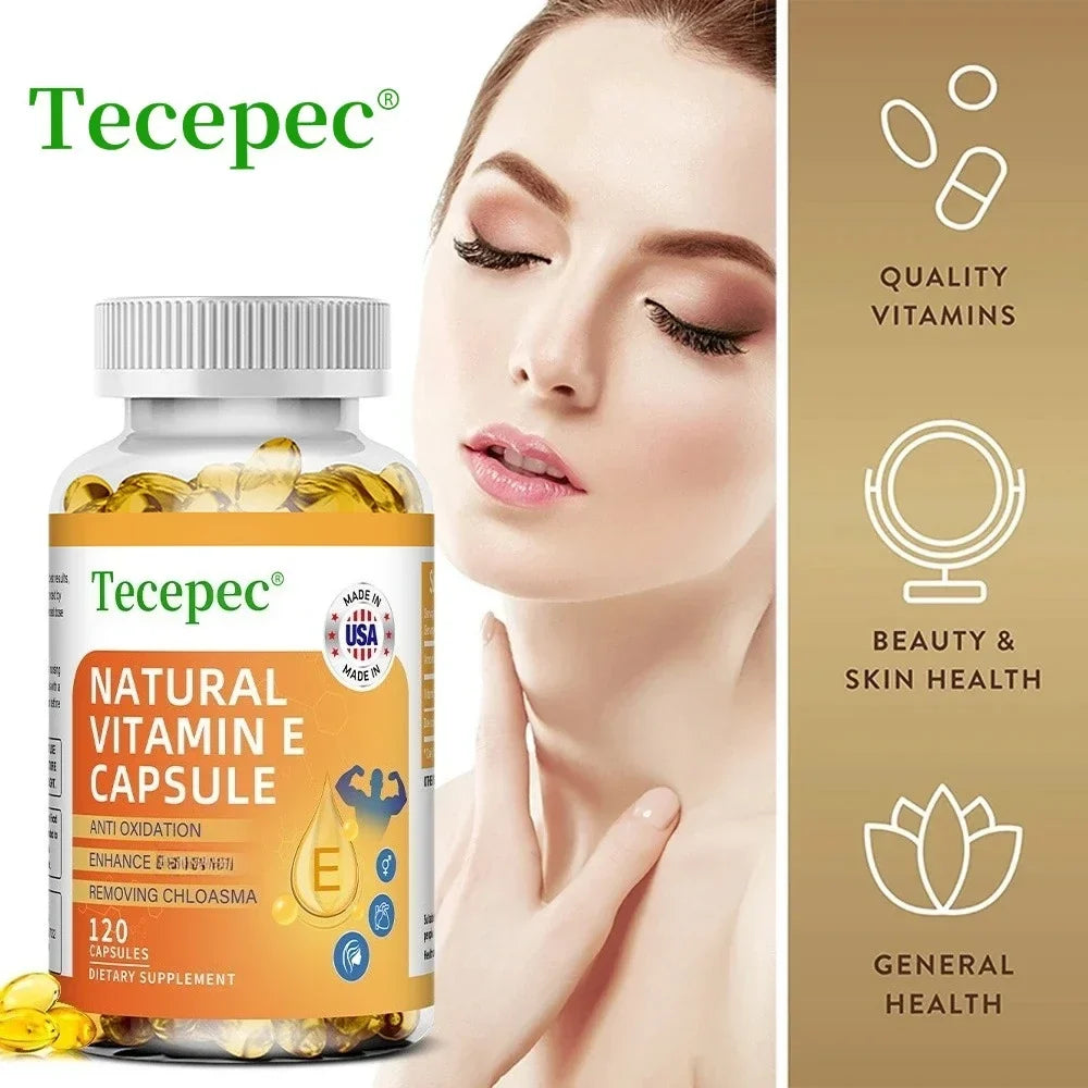 Vitamin E Capsules Helps Blood Birculation and Antioxidant & Brightens Skin Tone Daily Vitamin Supplement Beauty Health