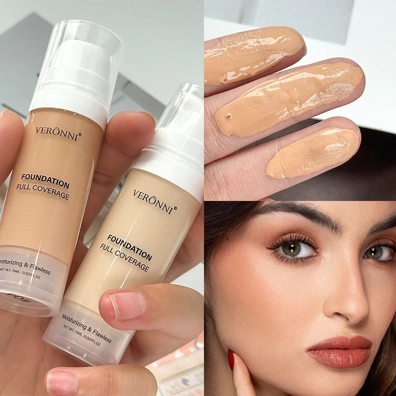 Full Coverage Foundation Bottles - Buildable Full Coverage Liquid Makeup for Custom Skin Tone Mixing & Daily Wear, Oil Control