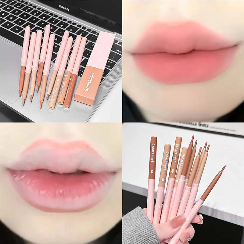 Korean Lip Liner Waterproof Matte Lip Liner Pencil Non-stick Cup Smooth Lip Contour Pen Nude Pink Brown Lip Makeup For Women