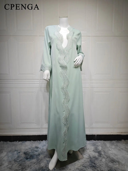 Ramadan Arabic Muslim Women Plain Cardigan Elegant Dubai Modest Abaya Dress Islamic Party Jalabiya Turkey Moroccan Kaftan Robe