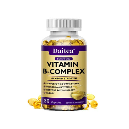 Vitamin B Complex - Immune Support Supplement, Promotes Brain Health and Nervous System, Boosts Energy and Improves Alertness