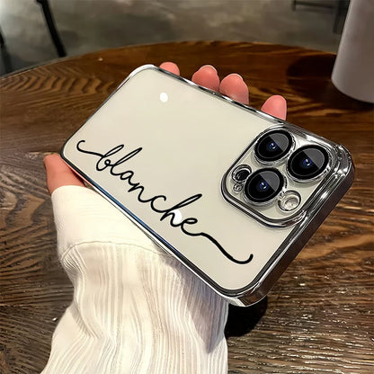 Personalized Custom Name Phone Case Personalized Initials Soft Clear TPU For iPhone 11 To 16 Pro Max Plus With Lens Protector