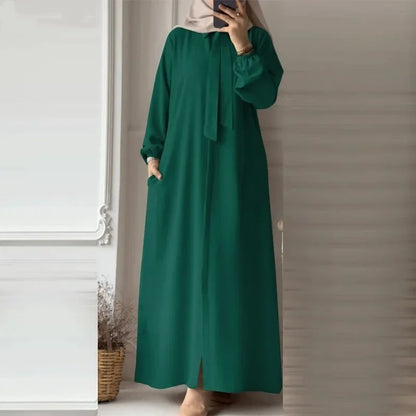 Dubai Full Length Robe Fashion Turn Down Collar Abaya Long Sleeve Muslim Dress Turkey Muslim Shirtdress Clothes for Muslim Women