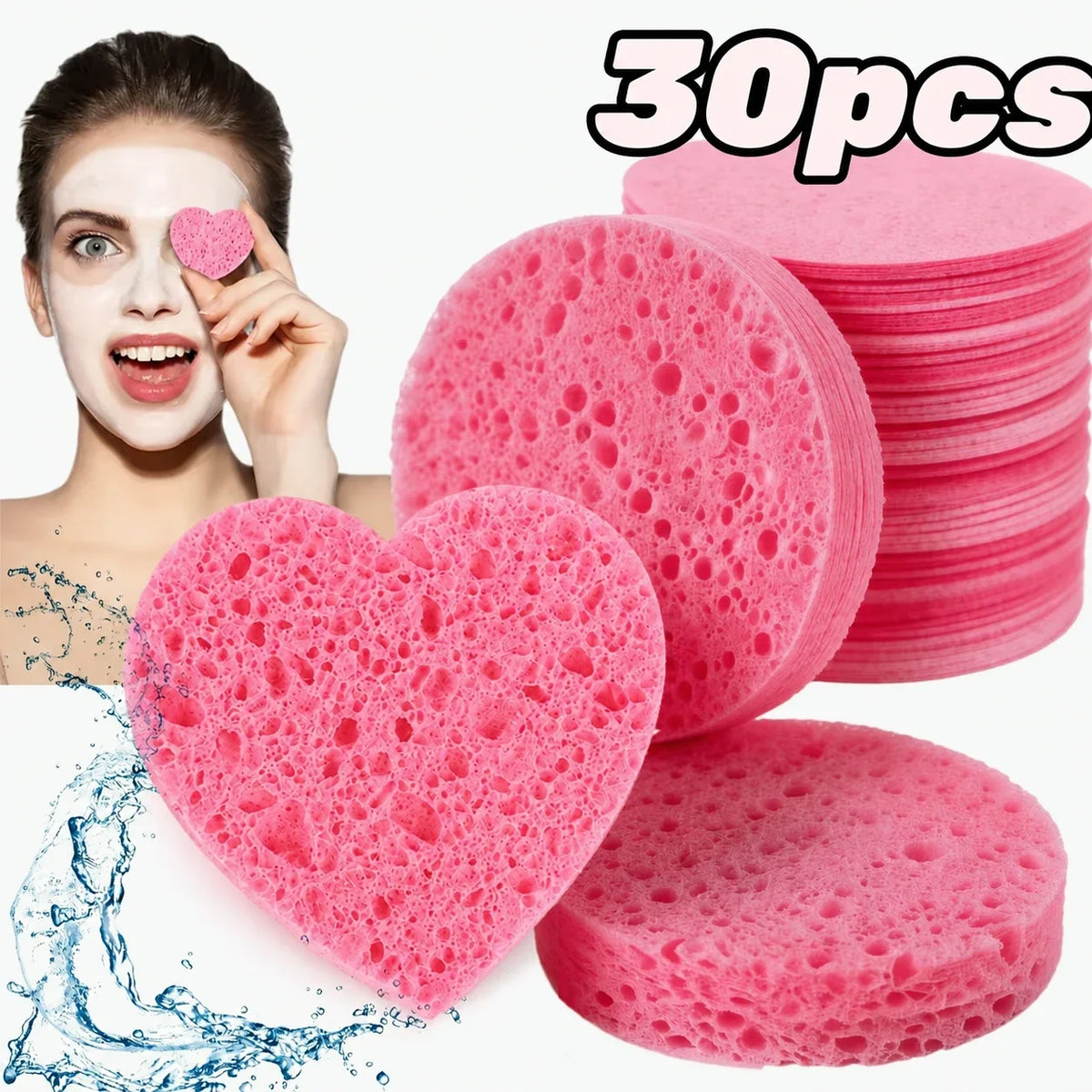 10/30pcs Compressed Facial Sponges SPA Face Cleaning Sponge Makeup Removal Exfoliating Pads for Cosmetologists Skin Massage Tool