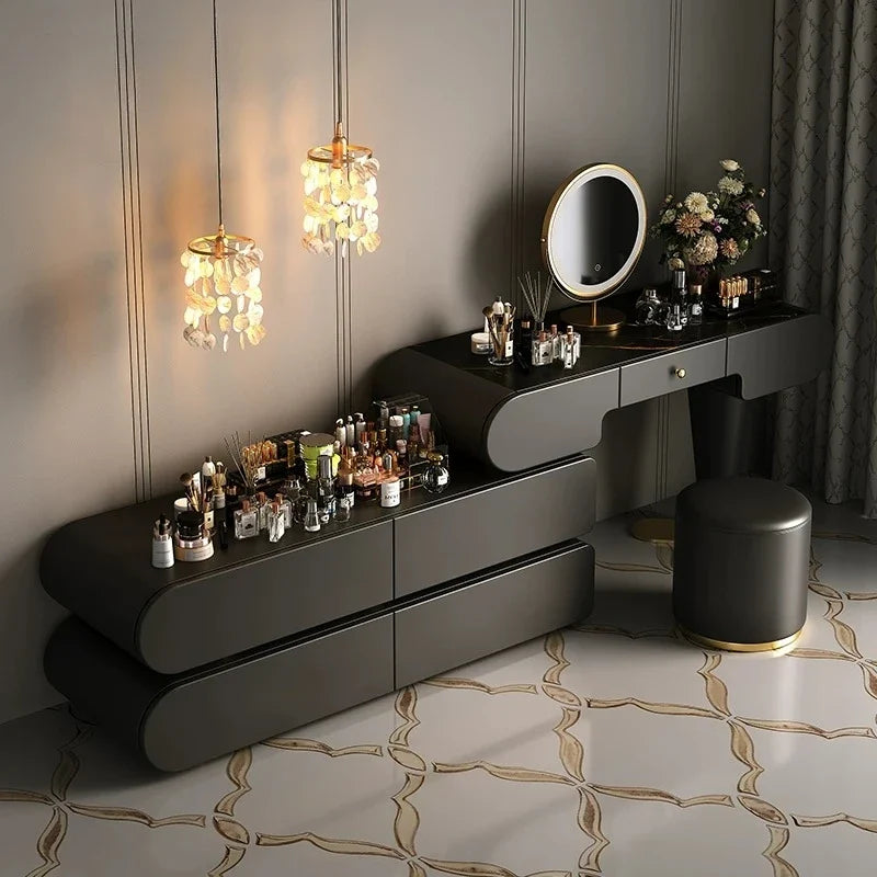 Bedroom Dressing Table Dresser Desks Makeup Mirror Storage Cabinet Light Luxury Premium Vanity Desk Toiletries Tables Furniture