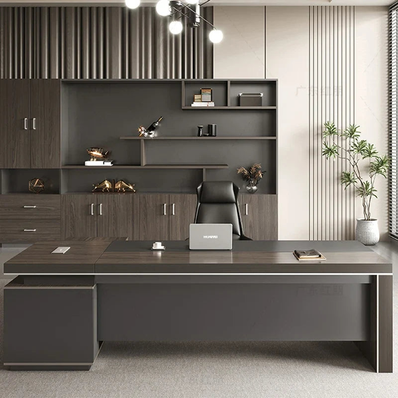 Wooden Lshaped Office Desk Modern Computer Standing Organizers Office Desk Space Saving Escritorio Oficina Postmodern Furniture