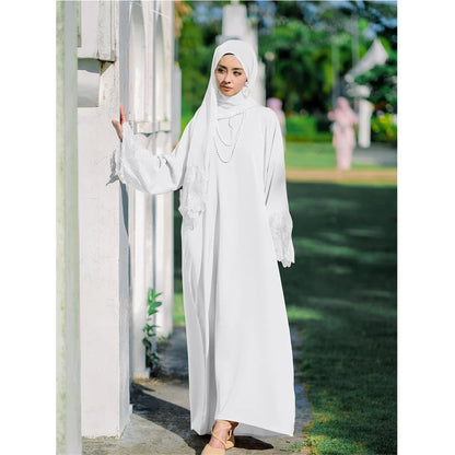 Malaysia Abaya Muslim Women Lace Embroidery Long Maxi Dress Hijab Turkish Kaftan Arab Eid Party Islamic Dubai Jalabiya Vestidos