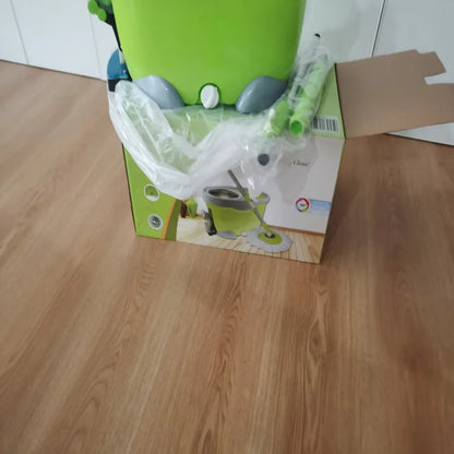 Microfiber Floor Cleaning Foot Mop Bucket With Durable Stainless Steel Head And Telescopic Steel Pole Handle Double Bucket Mop