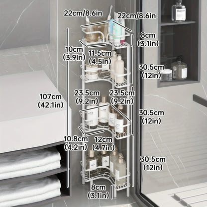 1Pc Bathroom Corner Floor-Standing Storage Rack Multi-Layer Bathroom Toilet Shower Shelf for Shower Gel and Shampoo Triangular Metal Shelf Standing Shower Caddy Corner Stand Shower Rack Corner