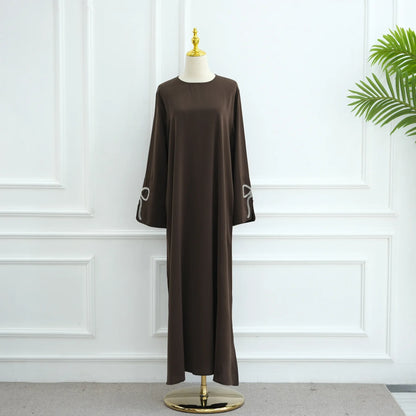 Abaya Woman Dubai Women's Traditional Dresses And Abayas Holiday Dress Luxury Kaftan Kebaya Turkey Bow Beaded Sleeve Dress Robe
