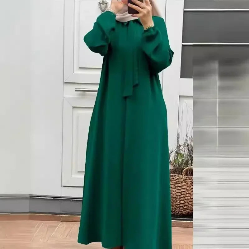 Dubai Full Length Robe Fashion Turn Down Collar Abaya Long Sleeve Muslim Dress Turkey Muslim Shirtdress Clothes for Muslim Women