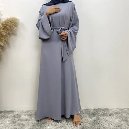 Classic Robe Abayas for Muslim Women Modest Ramadan Prayer Simple High Quality Black Khaki Dresses with belt Turkey Clothing