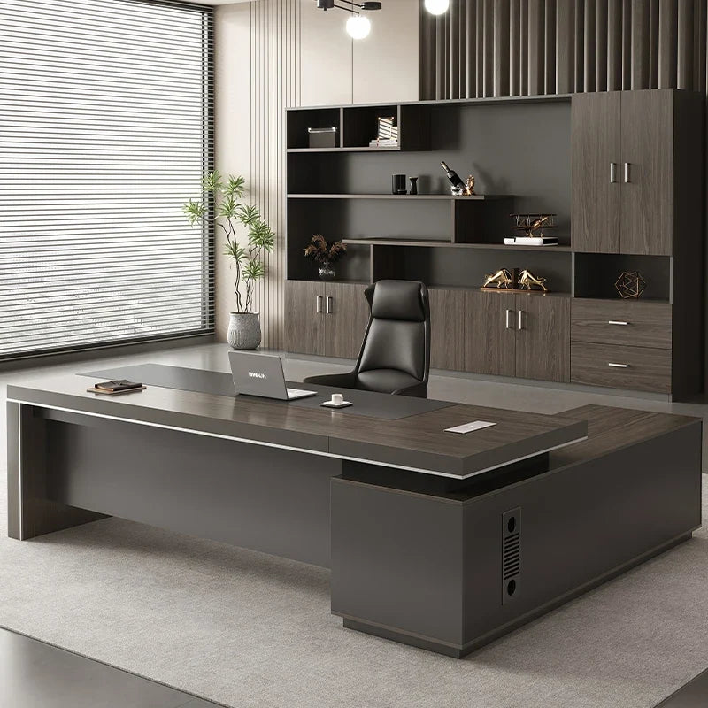 Wooden Lshaped Office Desk Modern Computer Standing Organizers Office Desk Space Saving Escritorio Oficina Postmodern Furniture