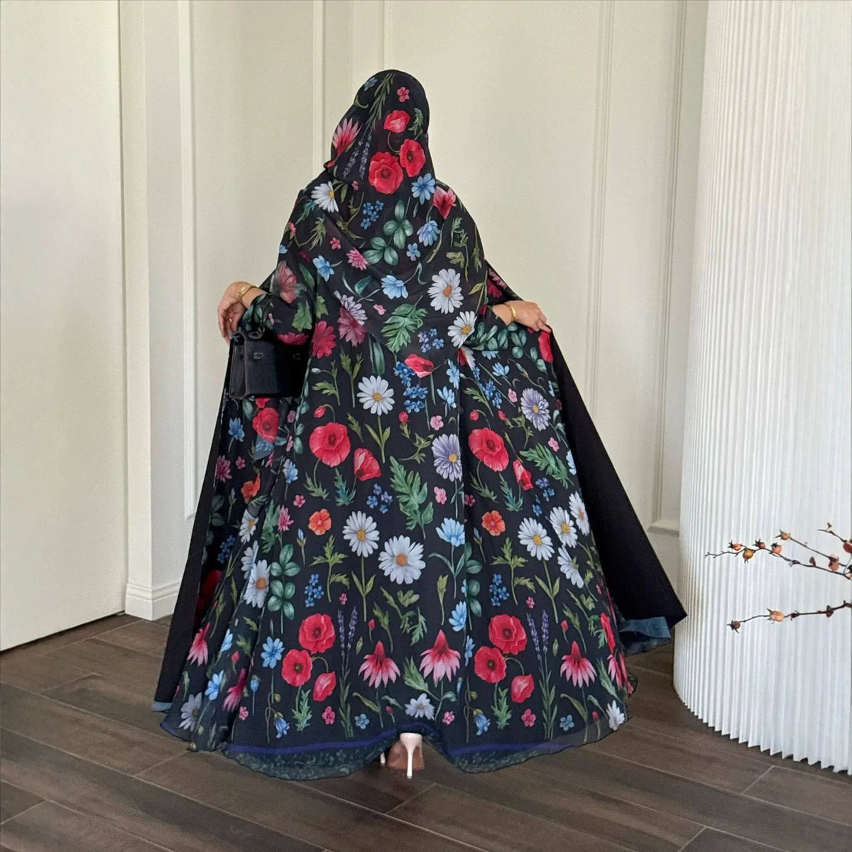 Abaya Hijab Women Eid Party Dresses Jalabiya Muslim Flower Print Cardigan Robe Khimar Ramadan Dubai Open Abayas Kaftan Vestidos