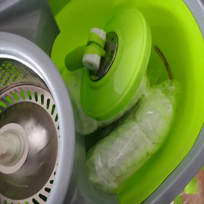 Microfiber Floor Cleaning Foot Mop Bucket With Durable Stainless Steel Head And Telescopic Steel Pole Handle Double Bucket Mop