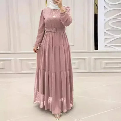 Long Dress Muslim Fashion Women Abaya Sashes Dresses Jalabiya Eid Ramadan Morocco Dubai Saudi Kaftan Islam Vestidos Arab Abayas