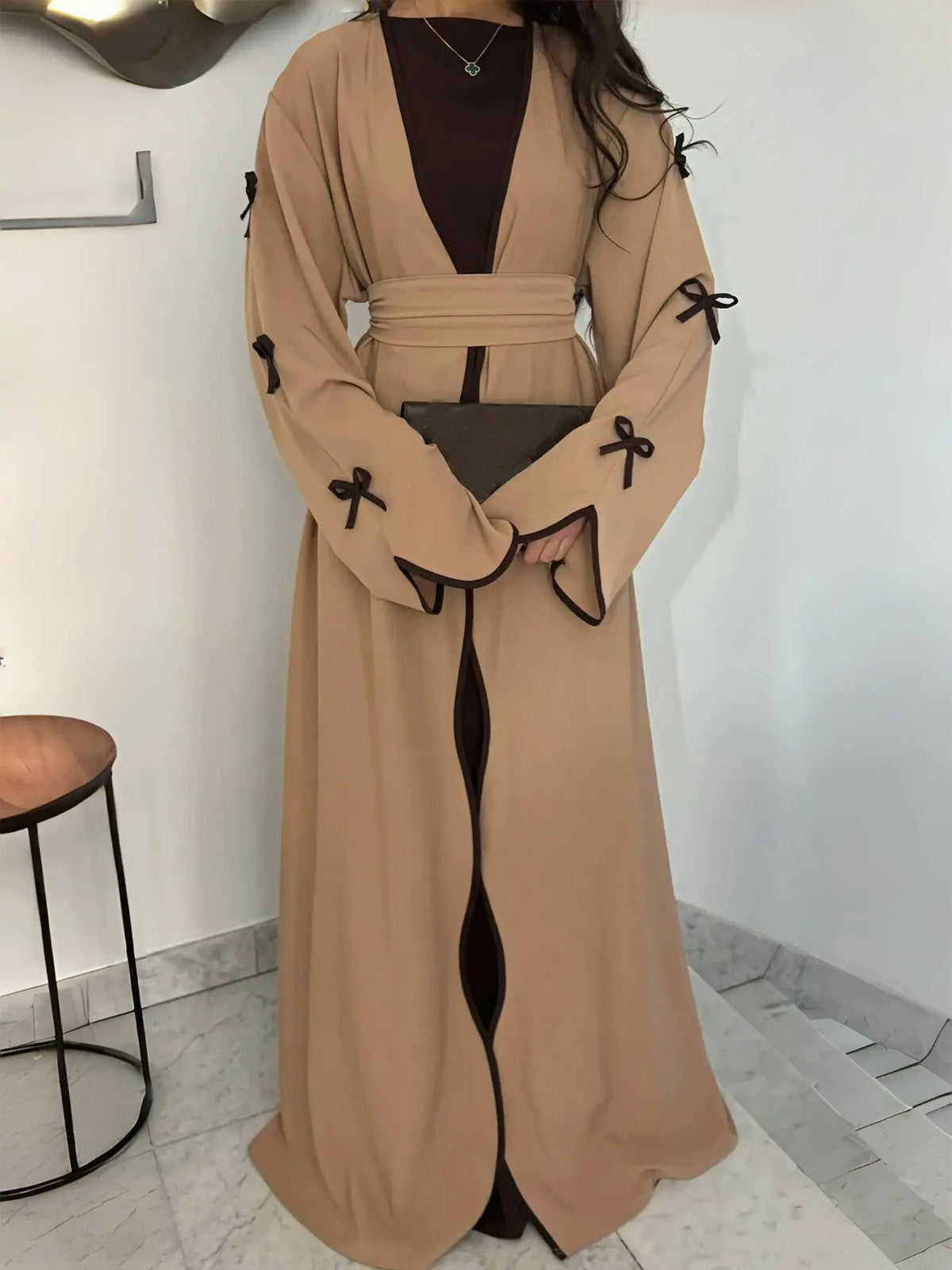 Muslim Abaya Women Dress Dubai Women Dress Bow Caftan Lace-up Floral Dresses Islamic Pakistan Moroccan Kaftan 2026 Robe