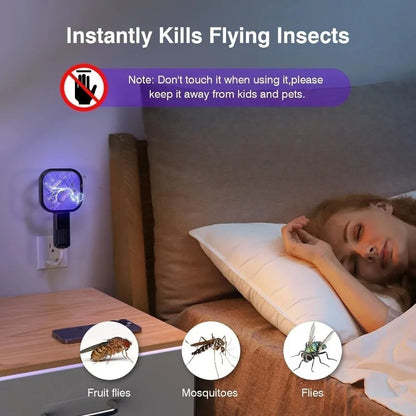 USB Mosquito Swatter Trap Electric Shock Mini Fly Bug Zapper UV Light Portable Insect Racket for Bedroom Pest Control