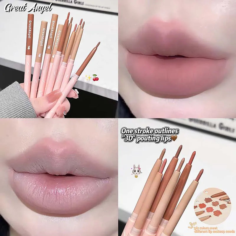 Korean Lip Liner Waterproof Matte Lip Liner Pencil Non-stick Cup Smooth Lip Contour Pen Nude Pink Brown Lip Makeup For Women