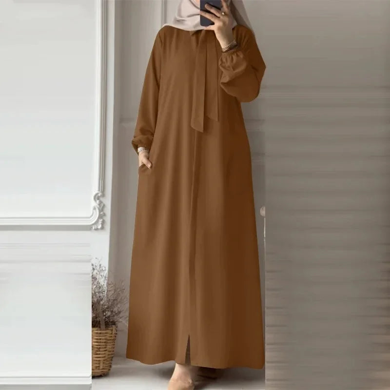 Dubai Full Length Robe Fashion Turn Down Collar Abaya Long Sleeve Muslim Dress Turkey Muslim Shirtdress Clothes for Muslim Women