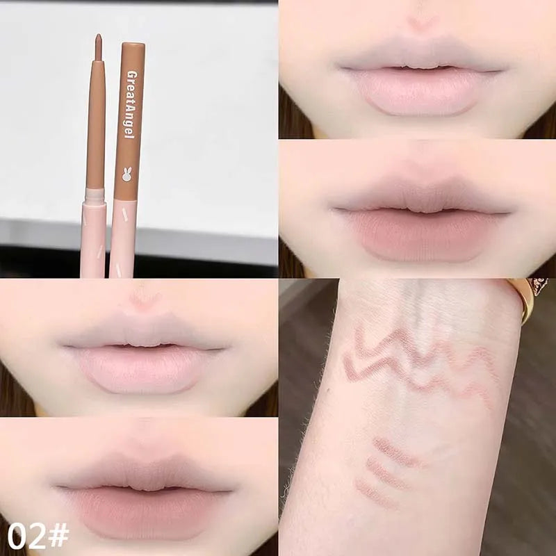 Korean Lip Liner Waterproof Matte Lip Liner Pencil Non-stick Cup Smooth Lip Contour Pen Nude Pink Brown Lip Makeup For Women